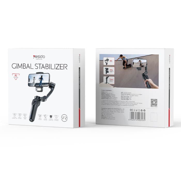 YESIDO SF21 3-Axis Gimbal Stabilizer for Smartphones — Portable Handheld Selfie Stick with Smart Stabilization, AI Auto Face Tracking Camera, Fill Light, Tripod & 2550mAh Battery - Image 3
