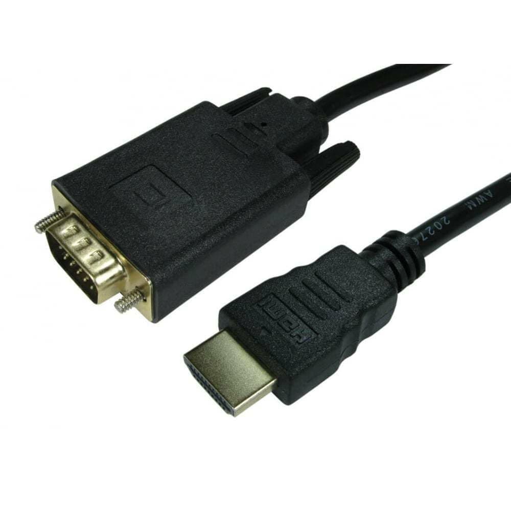 Cables Direct 1m HDMI (Male) to VGA (Male) Cable, Gold Plated - Image 1