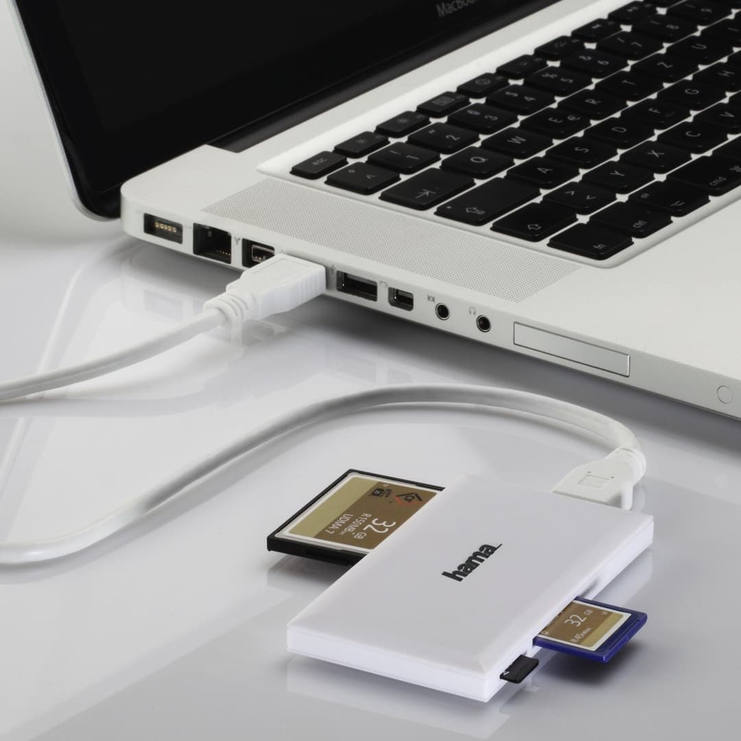 Hama USB 3.2 Gen 1 Multi-Card Reader SD/microSD/CF/MS, USB Type-A - White - Image 4