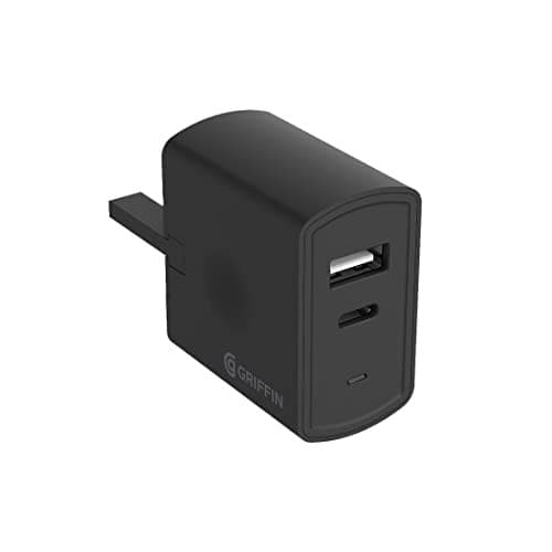 Griffin GP-152-BLK-UK Dual-Port Wall Charger (USB-C 15W + USB-A 18W), UK Plug, Black - Image 2