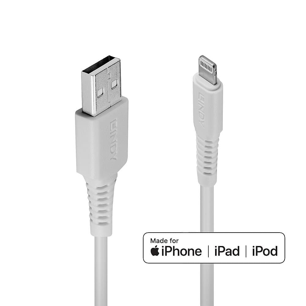 Lindy 2m USB to Lightning Cable, White - Image 1