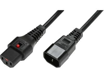 Microconnect Power Cord C13 IEC Lock to C14 - 5m Black - Image 1