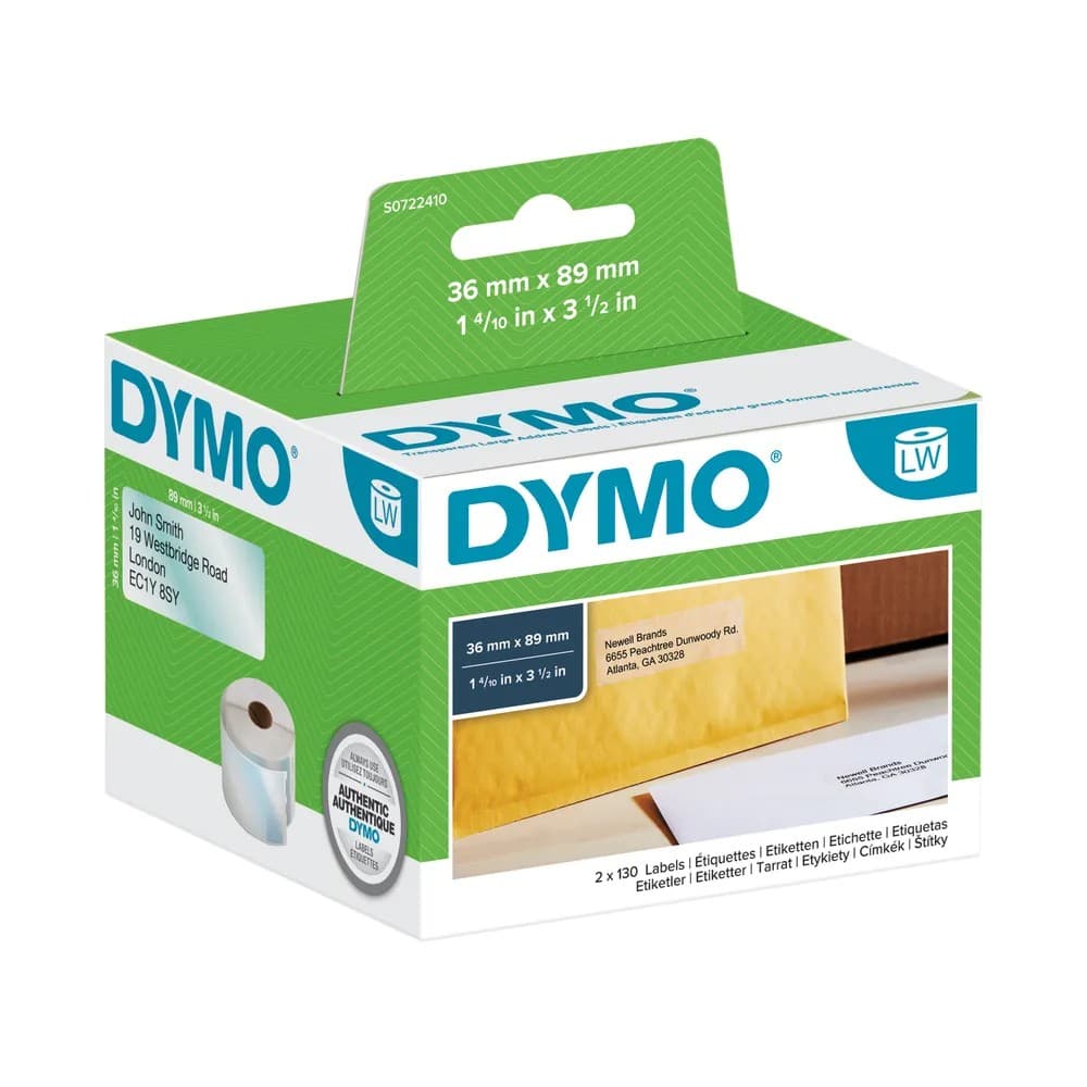 DYMO LabelWriter 99013 - large address labels - transparent - 260 label(s) - 36 x 89 mm (S0722410) - Image 1