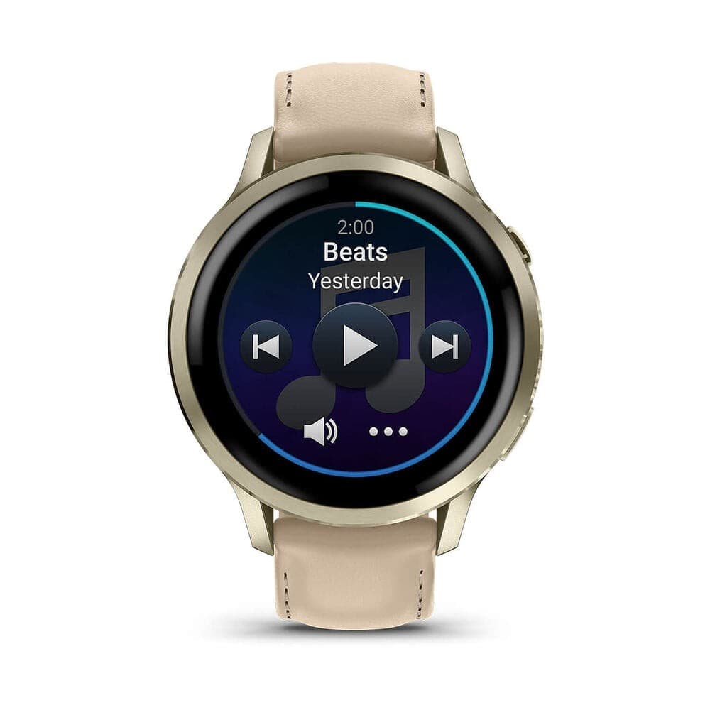 Garmin Venu 4 Smartwatch 41mm Lunar Gold with Light Sand Leather Band - Image 3