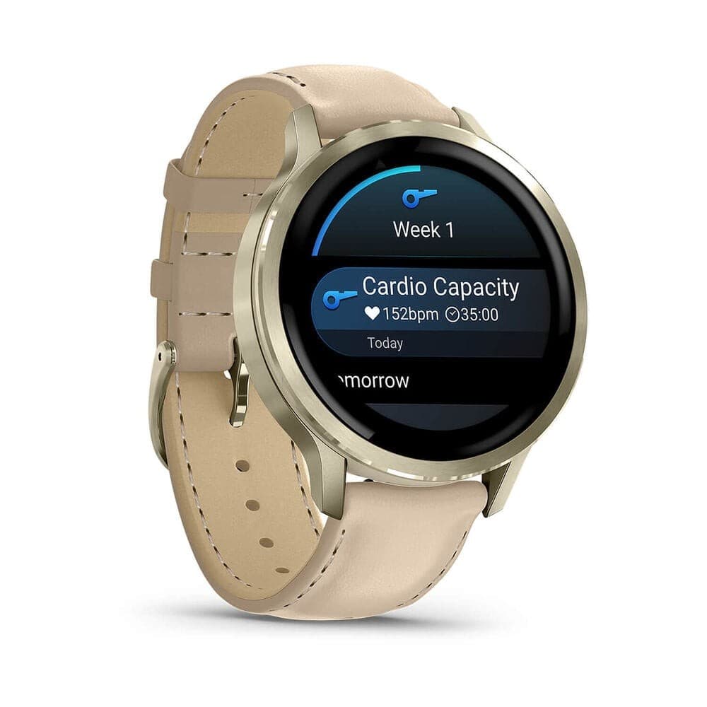 Garmin Venu 4 Smartwatch 41mm Lunar Gold with Light Sand Leather Band - Image 4