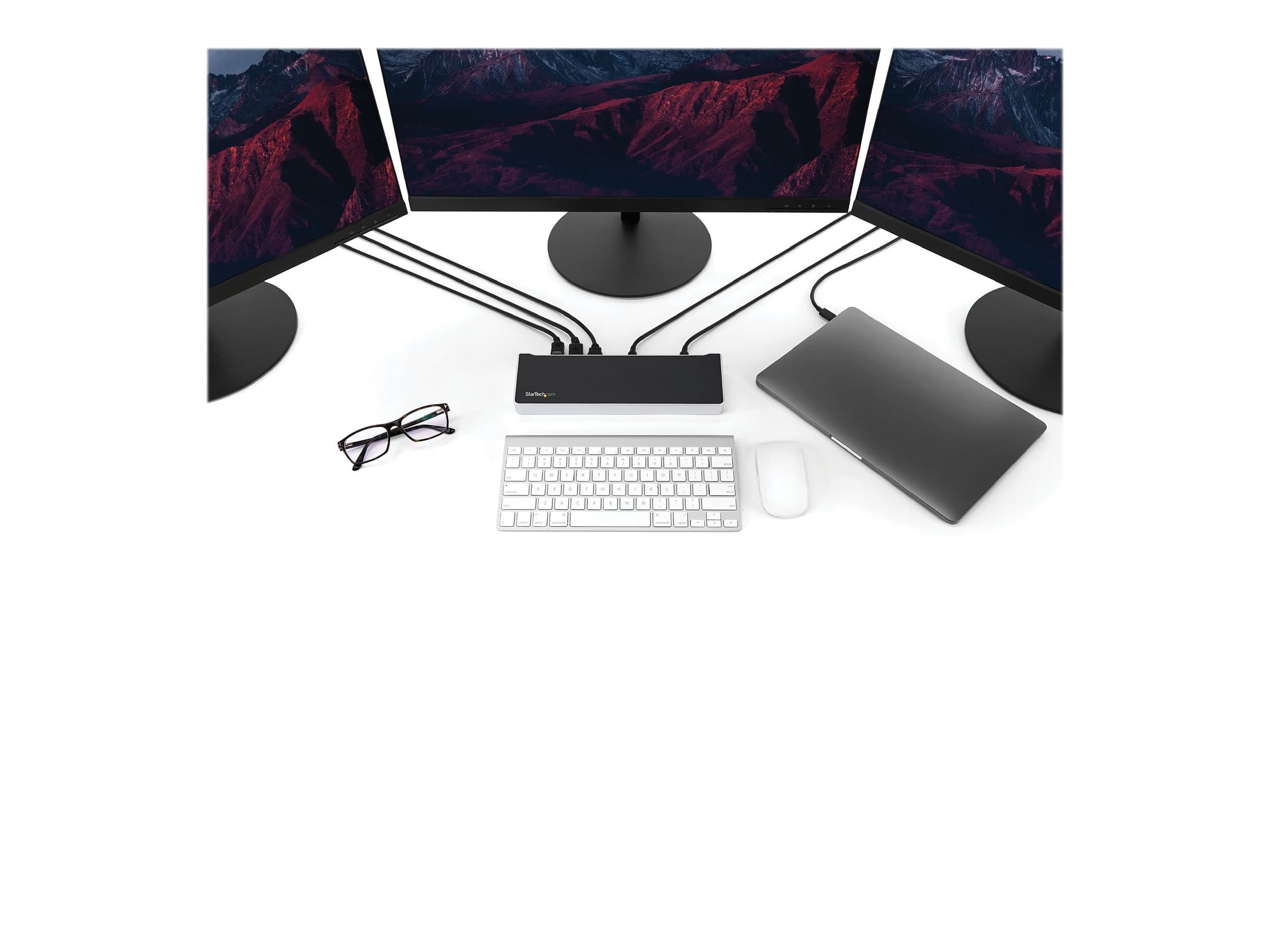 StarTech.com 4K USB-C Dock - Triple Monitor - Mac & Windows - 60W USB PD (DK30CH2DPPDU) - docking station - USB-C - HDMI, 2 x DP - 1GbE