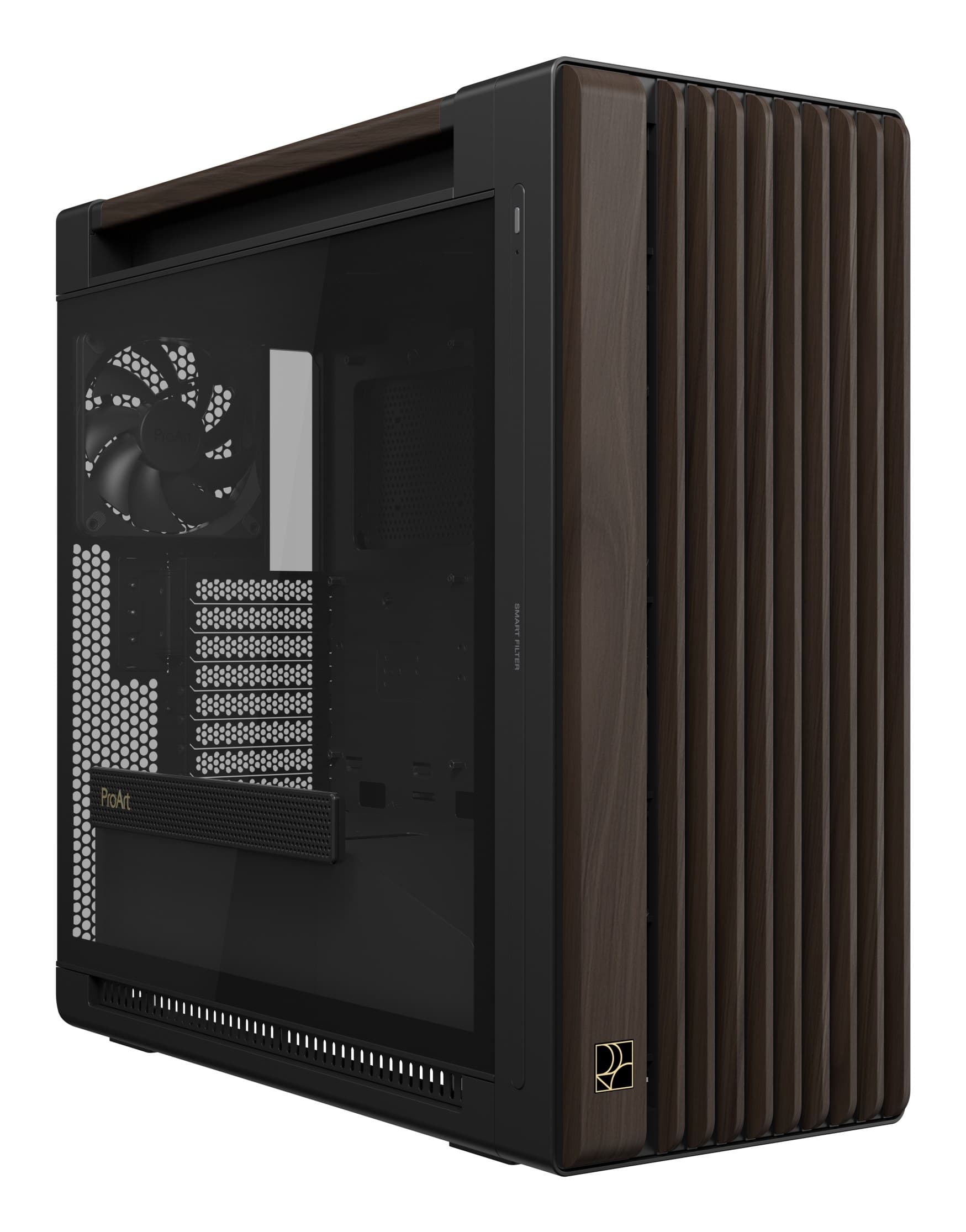 ASUS ProArt PA602 Wood Edition Mid Tower PC Case - Modern Black, Tempered Glass