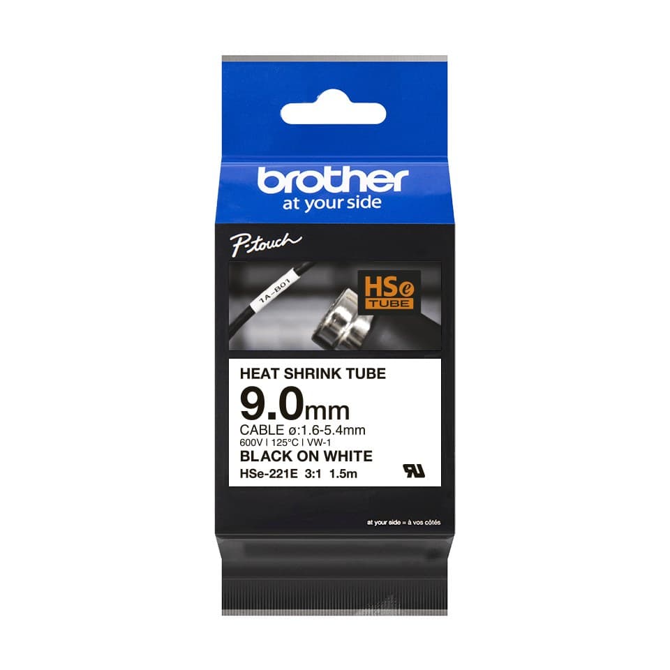 Brother HSE-221E label-making tape Black on white - Image 1
