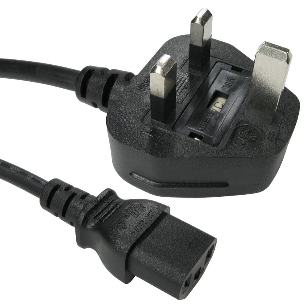 1m UK Plug to C13 Mains Lead - Black - Image 1