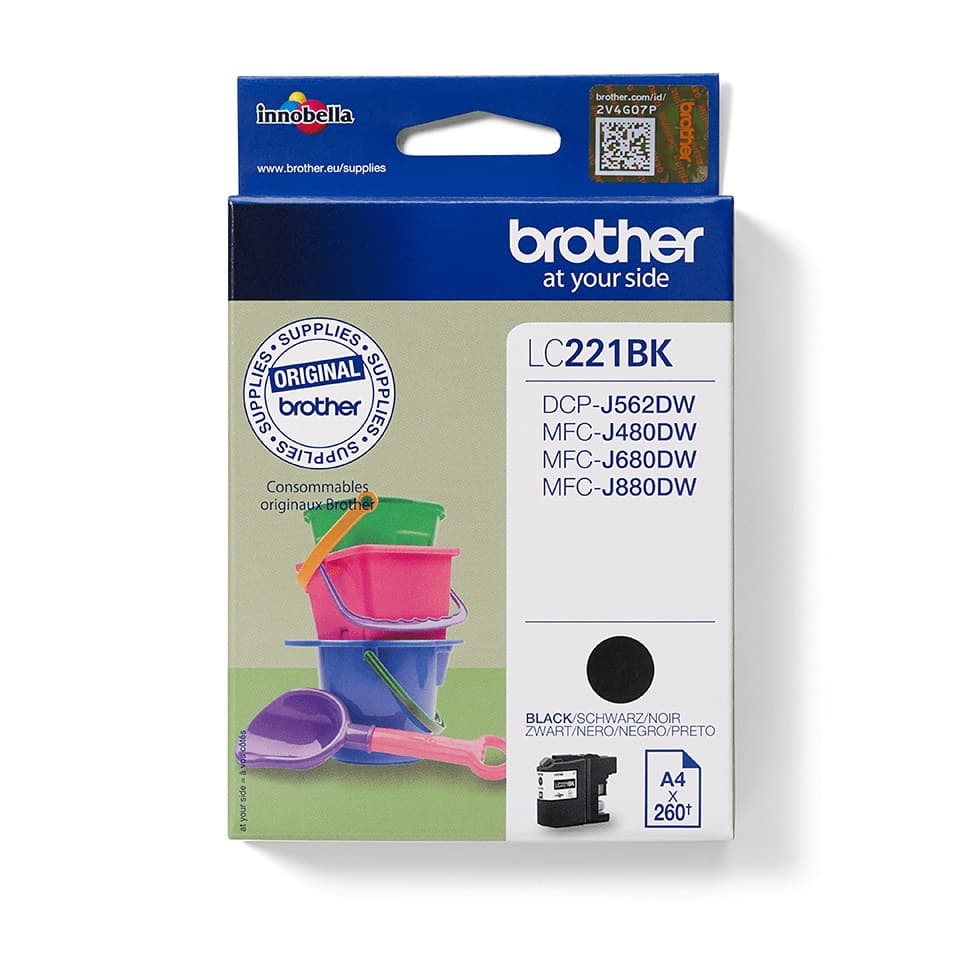 Brother LC221BK Original Ink Cartridge, 260 Pages - Black - Image 1