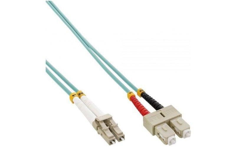 Mercodan LC-SC OM3 Duplex Fibre Patch Cable 10m - Aqua - Image 1