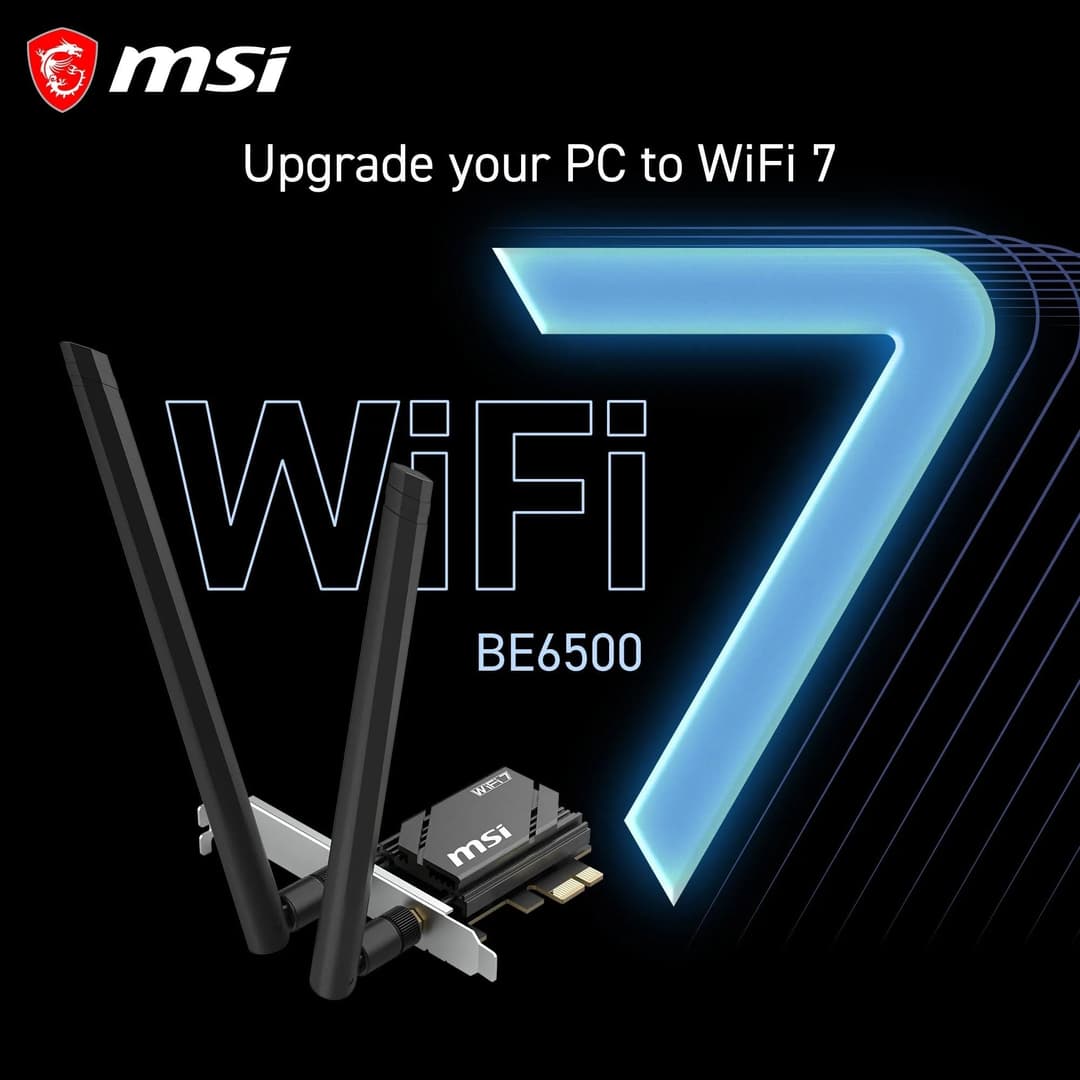 MSI HERALD WiFi 7 PCIe Card for Desktop PC BE6500 Tri-band, Bluetooth 5.4, 6GHz, MLO, Bluetooth 5.4, WPA3 Security - Image 4