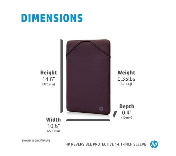 HP Reversible Protective Laptop Sleeve 14.1" - Grey/Mauve - Image 5
