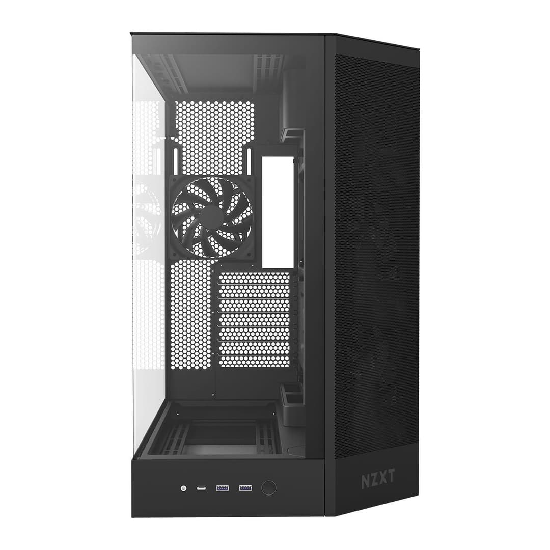 NZXT H9 Flow (2025) Tempered Glass Dual Chamber Mid Tower PC Case - Black - Image 2