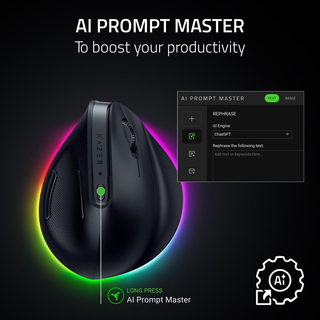 Razer Pro Click V2 Vertical Mouse - Black - Image 3
