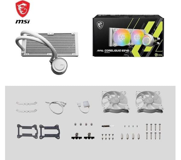 MSI MAG CORELIQUID E240 240mm ARGB Liquid CPU Cooler - White - Image 3