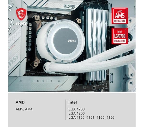 MSI MAG CORELIQUID E240 240mm ARGB Liquid CPU Cooler - White - Image 4