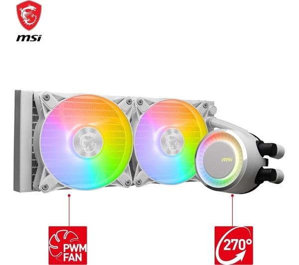 MSI MAG CORELIQUID E240 240mm ARGB Liquid CPU Cooler - White - Image 7