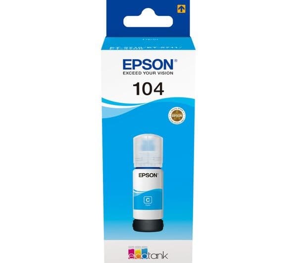 Epson EcoTank 104 Original Ink Bottle 65ml - Cyan - Image 1
