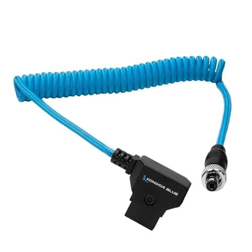Kondor Blue Coiled D-Tap to Locking DC 2.1mm Cable, 16"-32" - Blue - Image 2