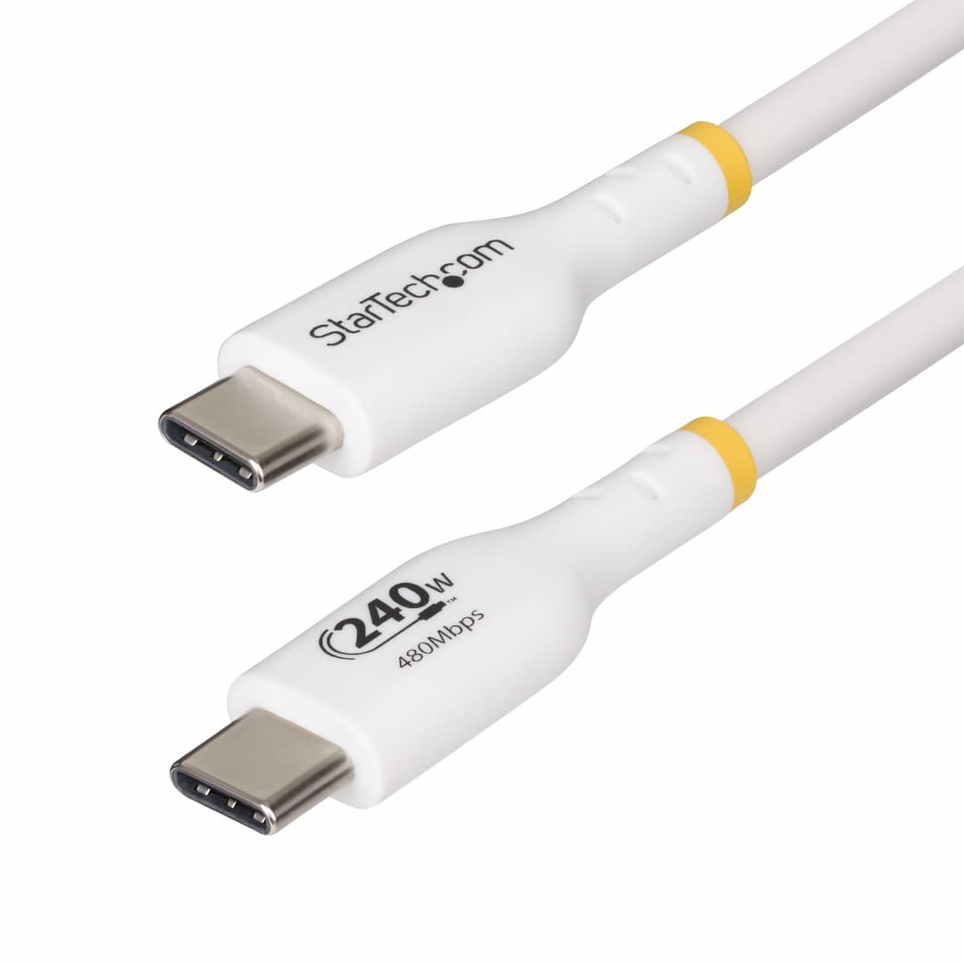 StarTech.com 3m White USB-C Charging Cable, USB-IF Certified USB C Cable, 240W PD EPR, USB 2.0 Type-C Laptop Charger Cord, USB-C Data Transfer Cable, TPE Jacket - Image 1