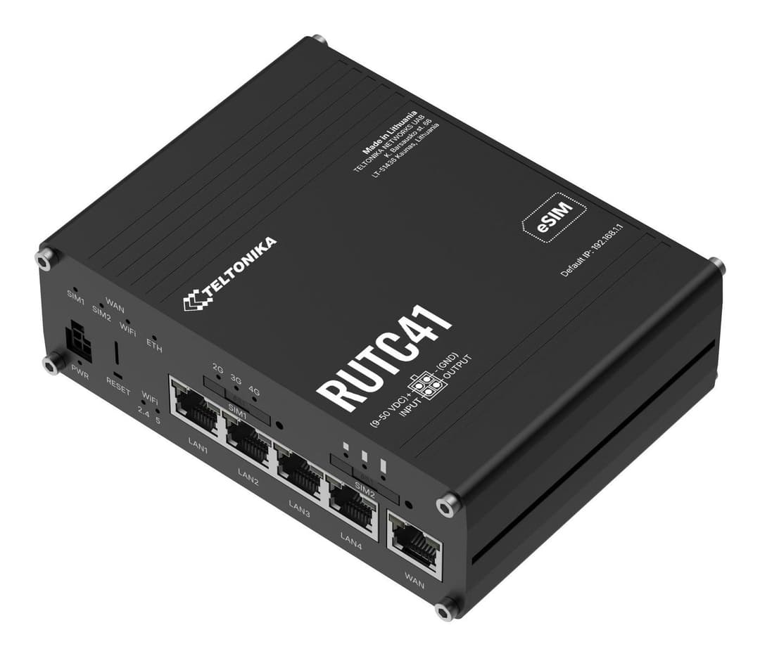 Teltonika RUTC41 (EU) 4G Cat 4 Edge Router with Wi-Fi 6, Docker Support, 5x Ethernet Ports and eSIM - Image 1
