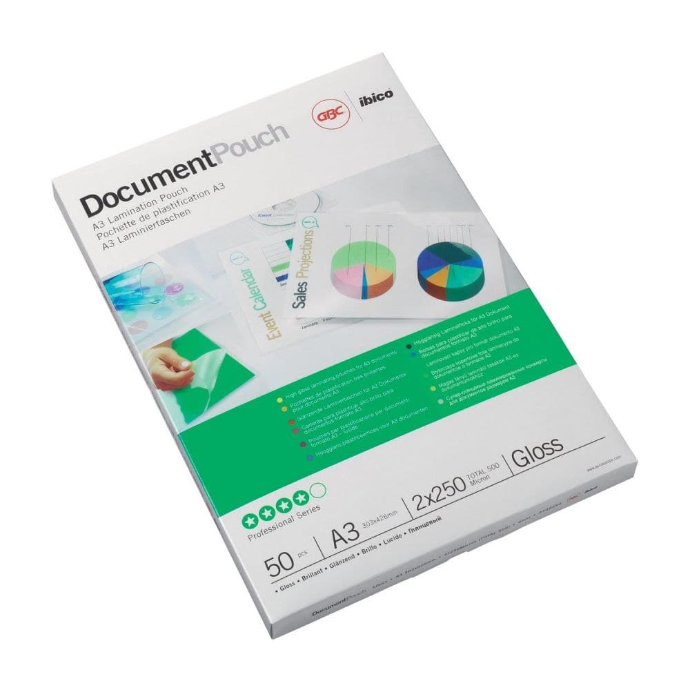 GBC 3740486 A3 Gloss Document Pouch 75 micron 25Pk