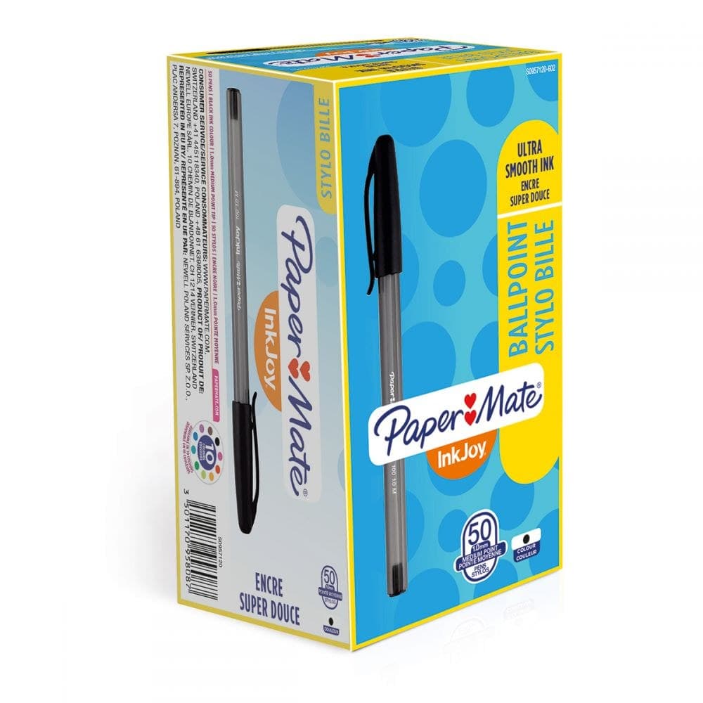 Paper Mate InkJoy 100 Capped Ballpoint Pen Medium 1.0mm Box of 50 - Black - Image 1