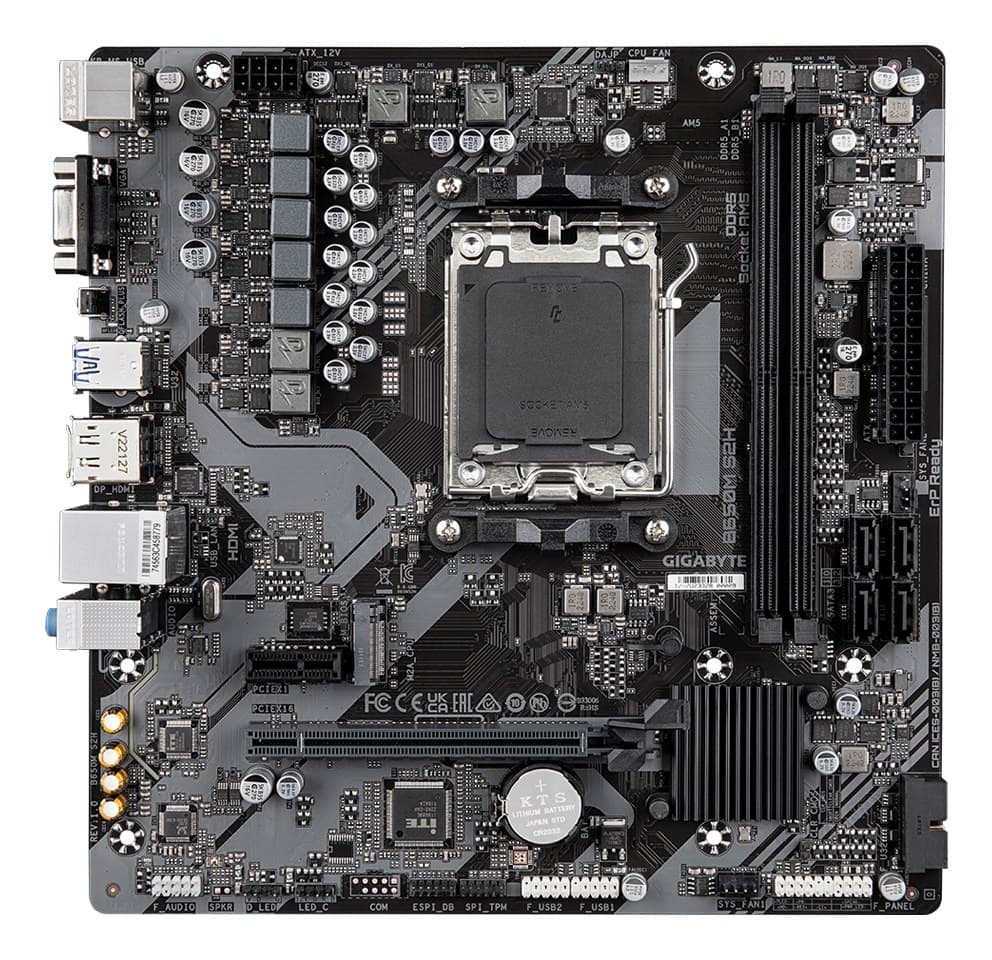 GIGABYTE B650M S2H Motherboard - AMD Ryzen 9000 Series CPUs, 5+2+2 Phases VRM, up to 6400MHz DDR5 (OC), 1xPCIe 4.0 M.2, GbE LAN, USB 3.2 Gen 1 - Image 3