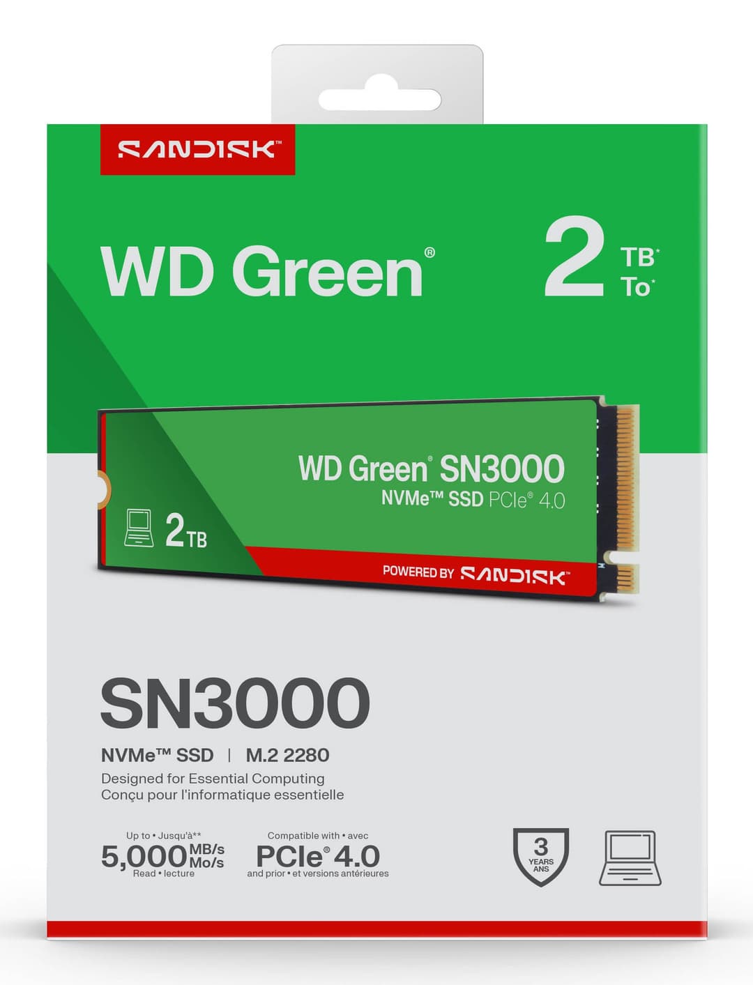 Western Digital WD Green SN3000 M.2 2280 PCIe Gen4 NVMe SSD 2TB - Image 4