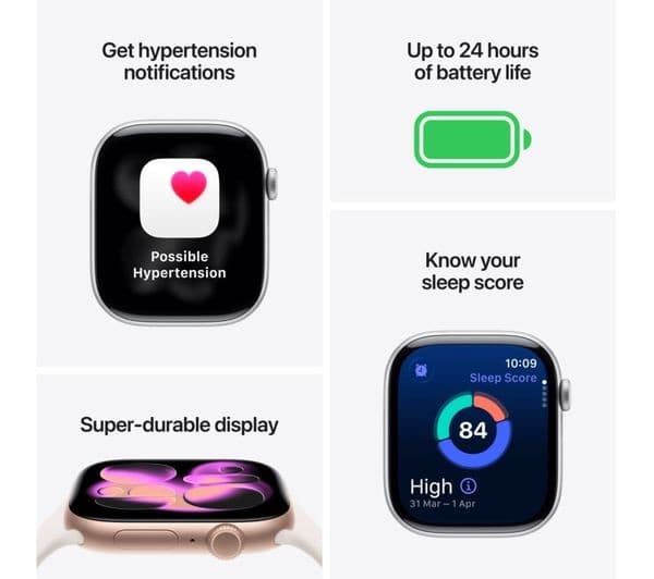 Apple Watch Series 11 GPS 42mm Silver Aluminium Case with Purple Fog Sport Band - S/M - Image 3