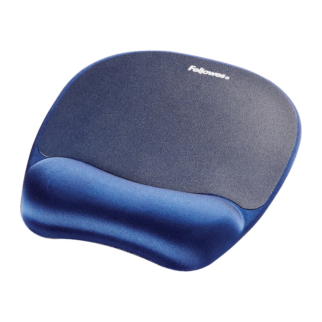 Fellowes Memory Foam Mouse Mat with Wrist Rest - Sapphire Blue - Image 1