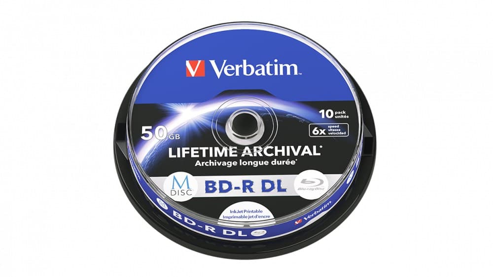 Verbatim M-DISC BD-R DL 50GB 6x Inkjet Printable Archival Blu-ray Discs - 10 Pack (43847)