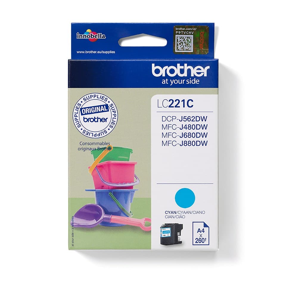 Brother LC221C Original Ink Cartridge, 260 Pages - Cyan - Image 1
