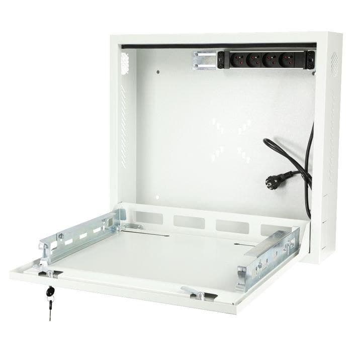 Lanview RWSLMWH1 19" 1U Slim Wall Mount Rack Cabinet with Power Strip - White