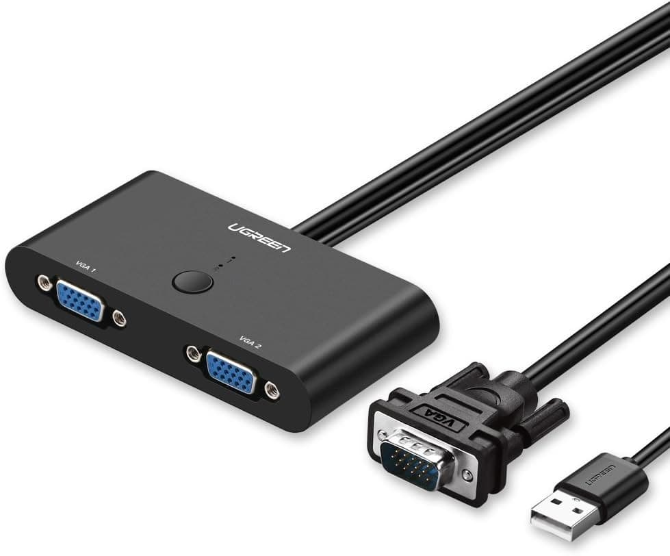 UGREEN 2-in-1 VGA Switch Box, 2-Port VGA Selector/Splitter, USB Powered, up to 1920x1440@60Hz, MM126