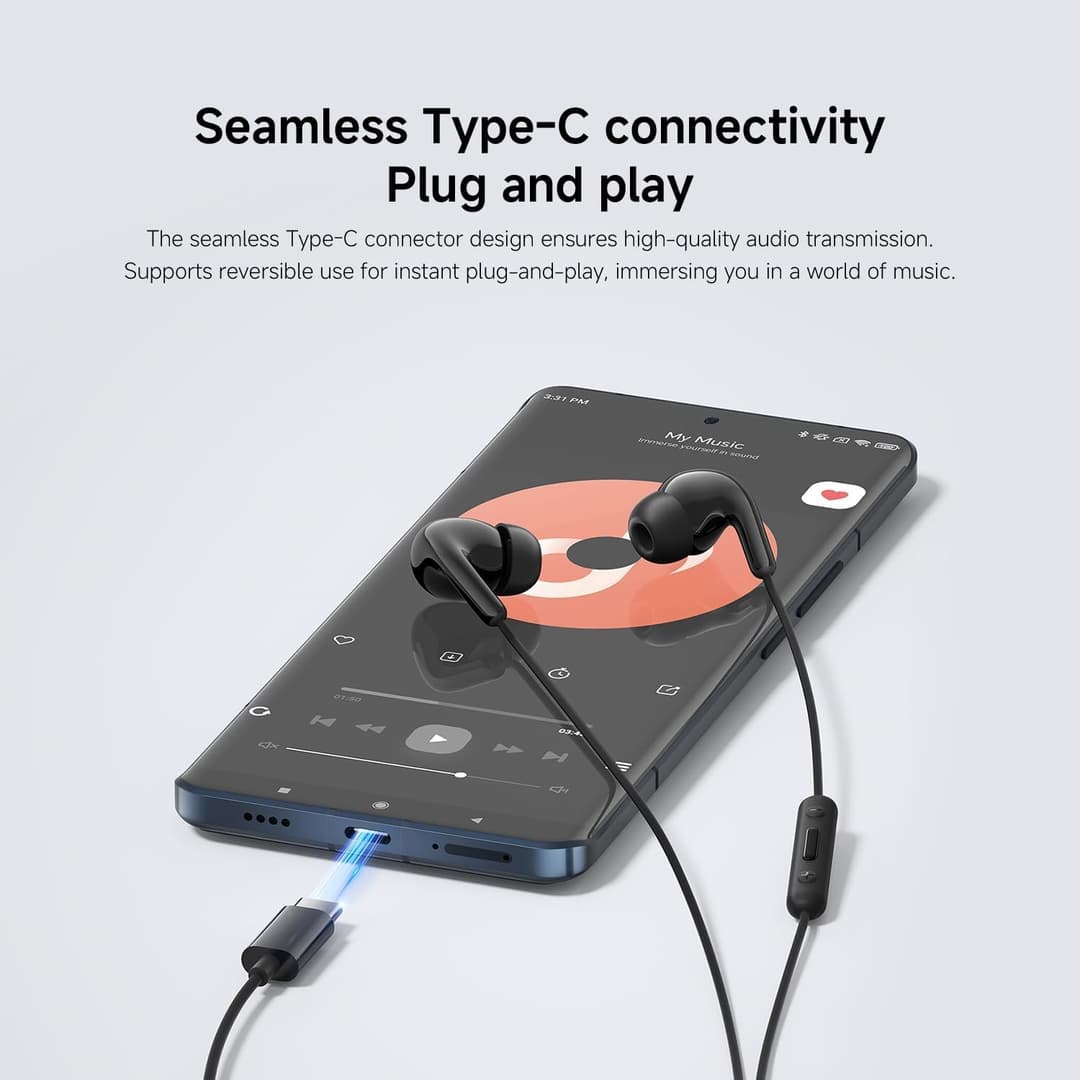 Xiaomi Type-C Wired In-Ear Earphones 12.4mm Driver HD Microphone Three Button Control IP54 - Black - Image 2