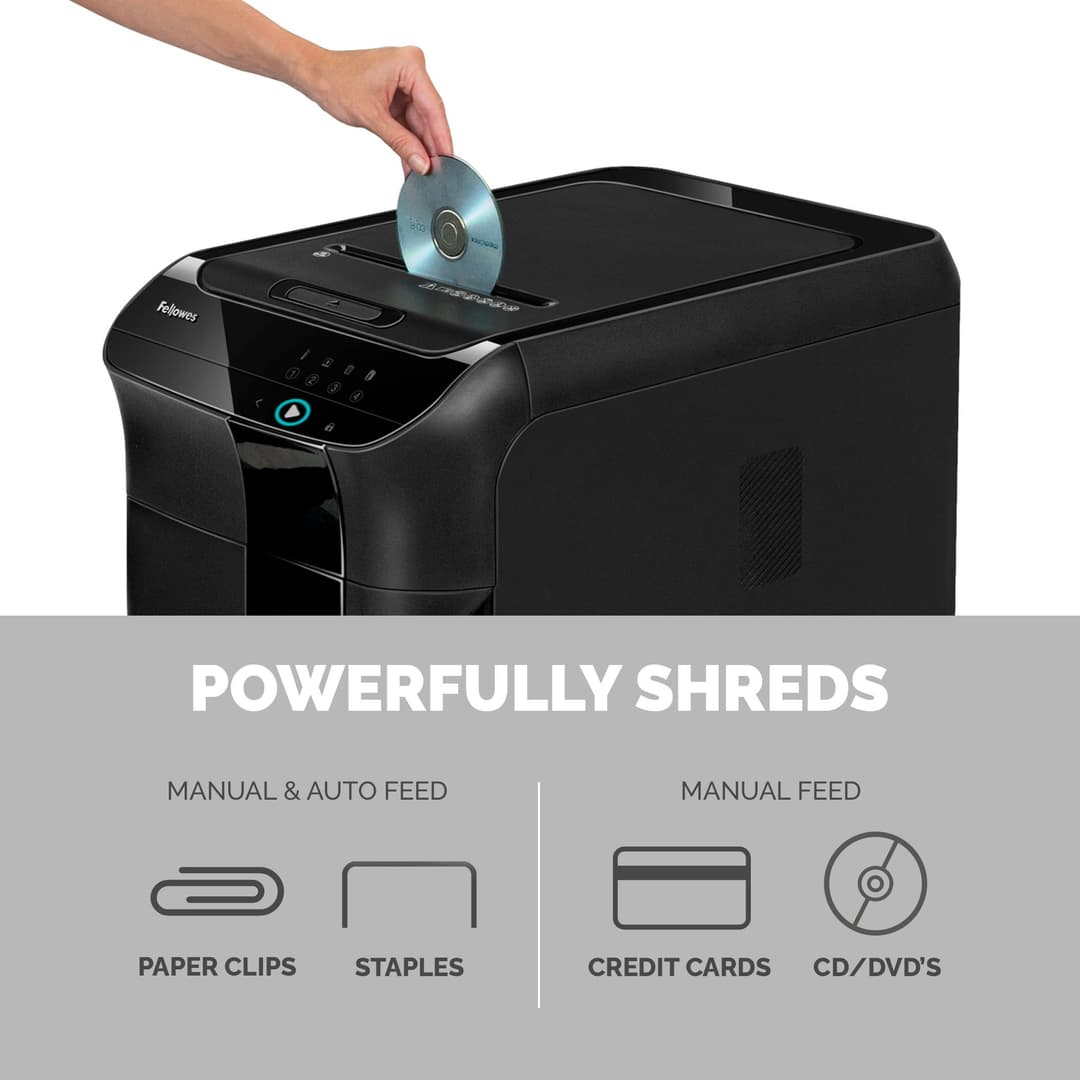 Fellowes Paper Shredder 350 Sheet Auto Feed Cross Cut Shredder AutoMax 350C Shredder with 68 Litre Bin High Security P4 - Image 4