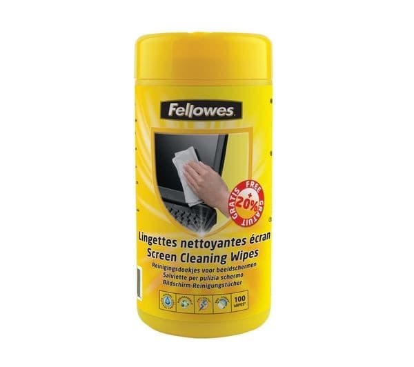 Fellowes 99703 Screen Cleaning Wipes Tub - 100 Pack - Image 1