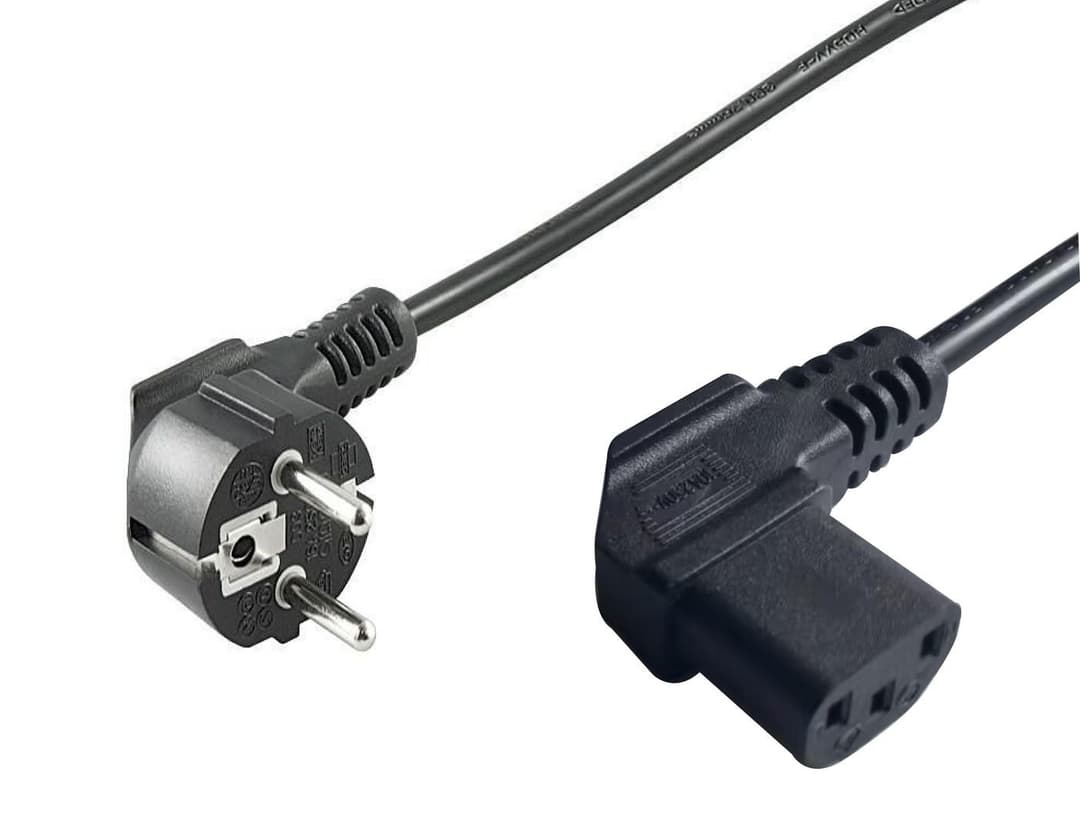 Microconnect Power Cord Schuko CEE 7/7 Angled to IEC C13 Angled Black - 1m - Image 1