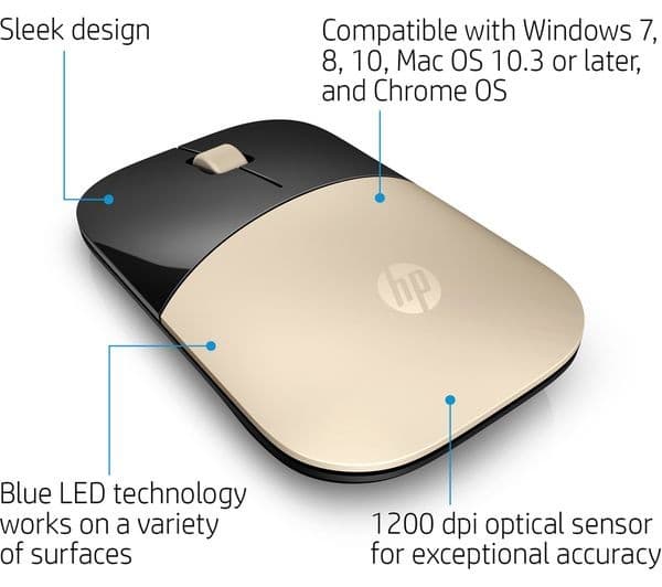 HP Z3700 Wireless Optical Mouse - Gold - Image 4
