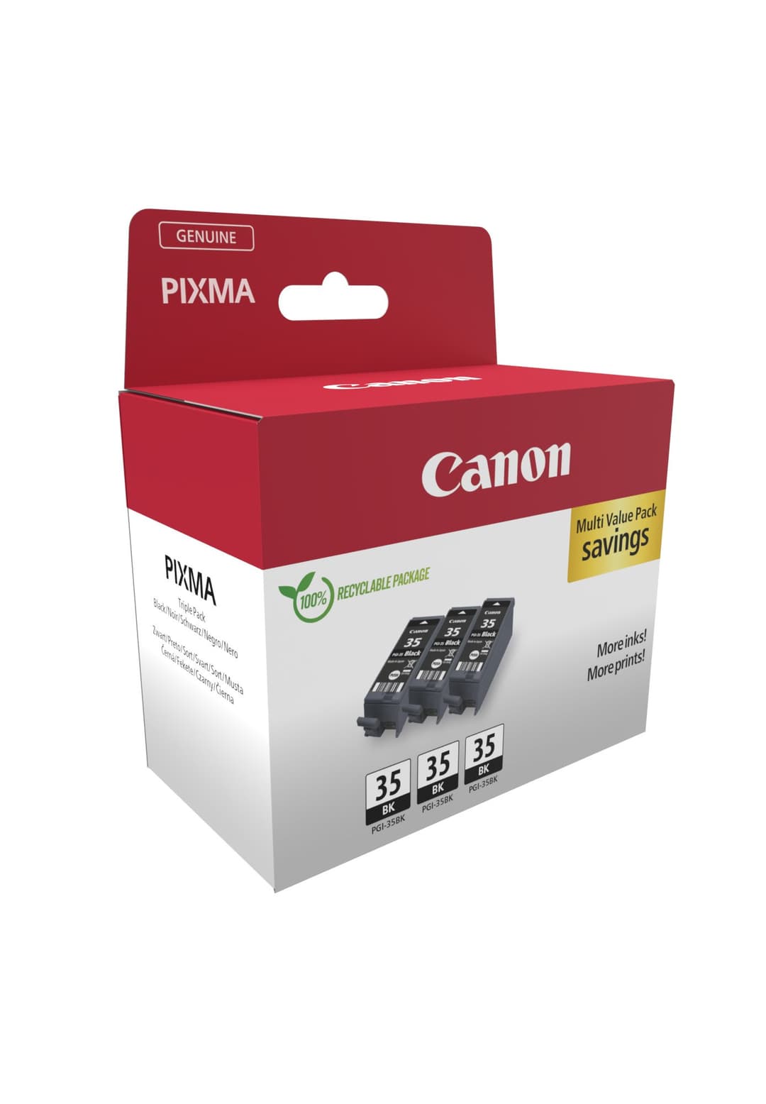 Canon PGI-35BK Original Pigment Black Ink Cartridge Triple Pack - 3 x 9.3ml, 191 Pages Each - 1509B028 - for PIXMA iP100 / iP110 / TR150 - Image 2