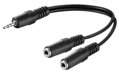 Microconnect 3.5mm Minijack Y Adapter Cable 1x Male to 2x Female Stereo 0.2m (AUDLL02) - Image 1