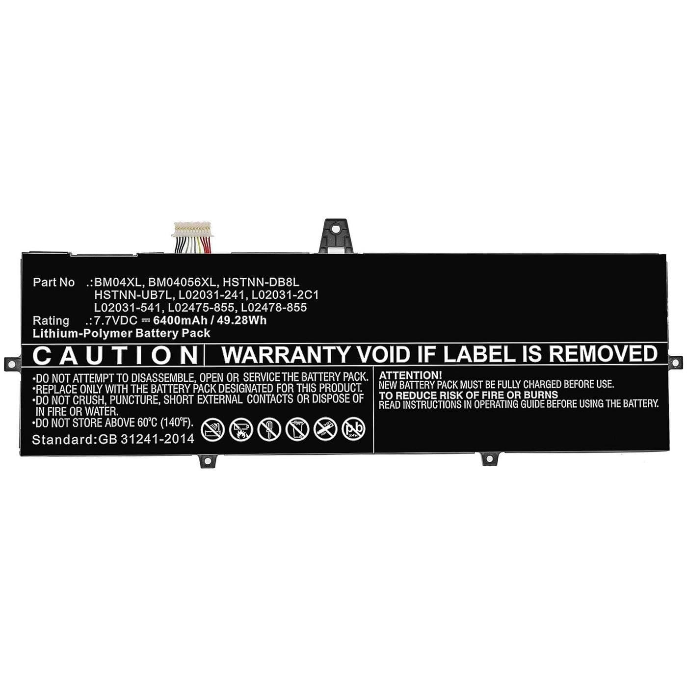 CoreParts Replacement Laptop Battery for HP EliteBook x360 1030 G3, 7.7V 6800mAh 52.36Wh, Black