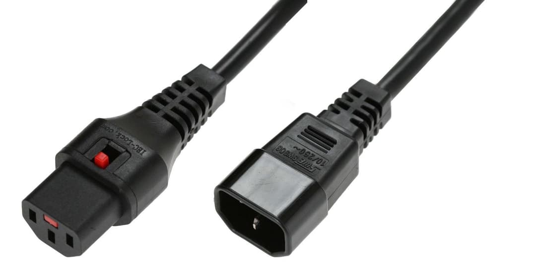 Microconnect Power Cord C13 IEC Lock to C14 - 1.5m Black - Image 1
