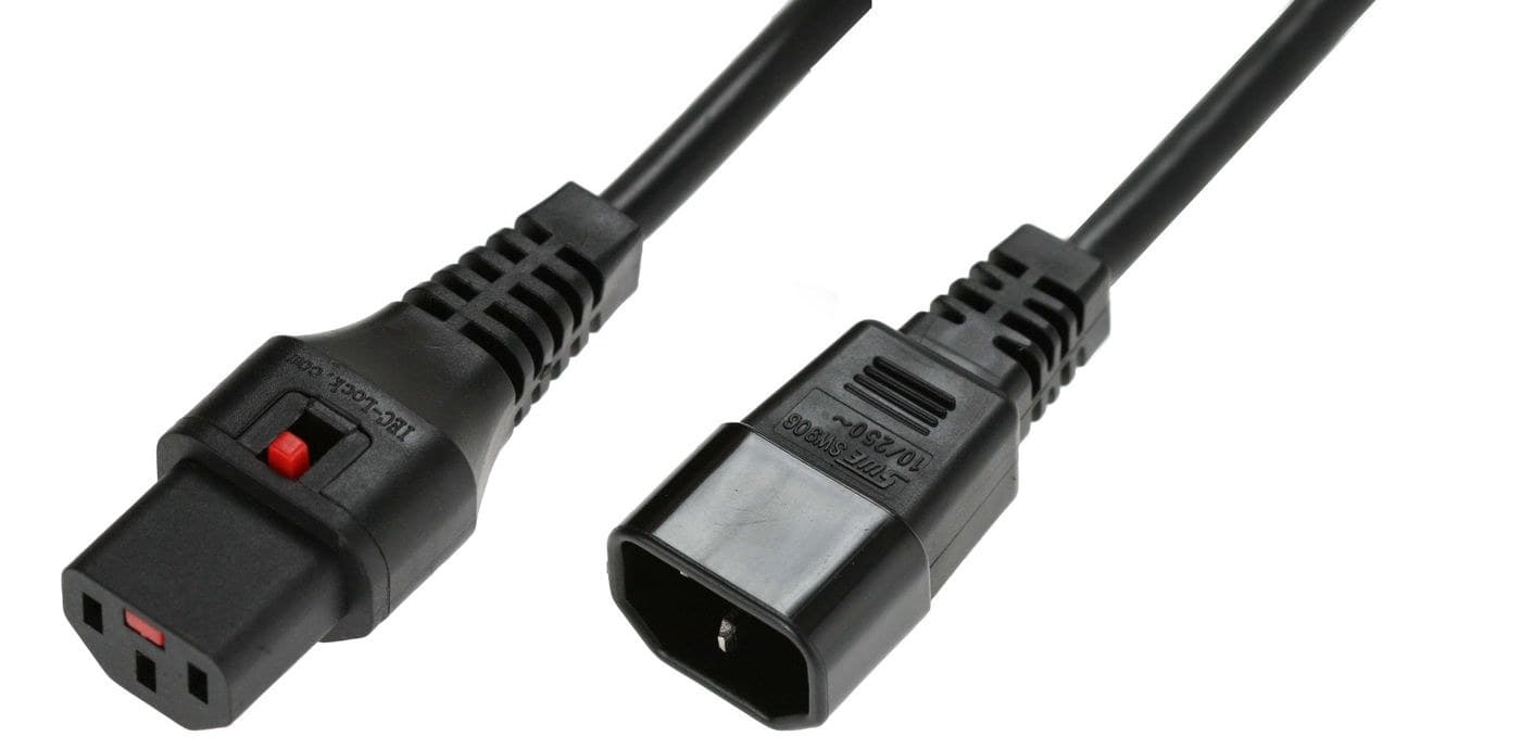 Microconnect Power Cord C13 IEC Lock to C14 - 1.5m Black