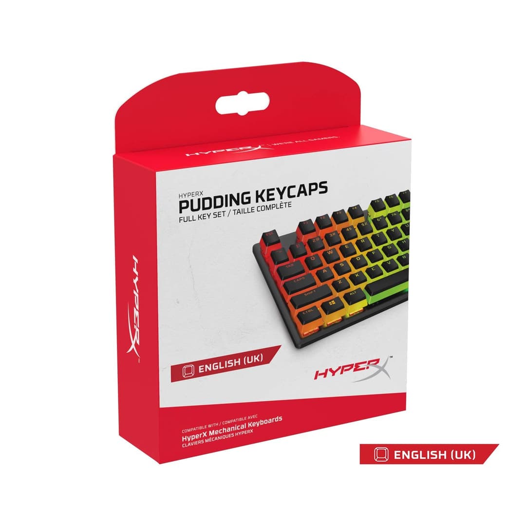 HyperX Pudding Keycaps Full Key Set ABS UK Layout OEM Profile - Black - Image 6