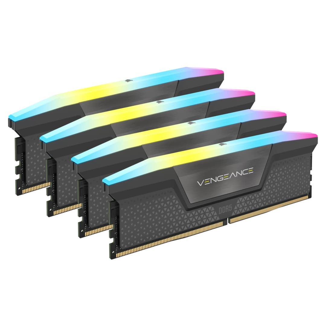 Corsair Vengeance RGB 64 GB (4 x 16 GB) DDR5 6000 MHz CL36 Memory Kit CMH64GX5M4B6000C36 - Black - Image 1