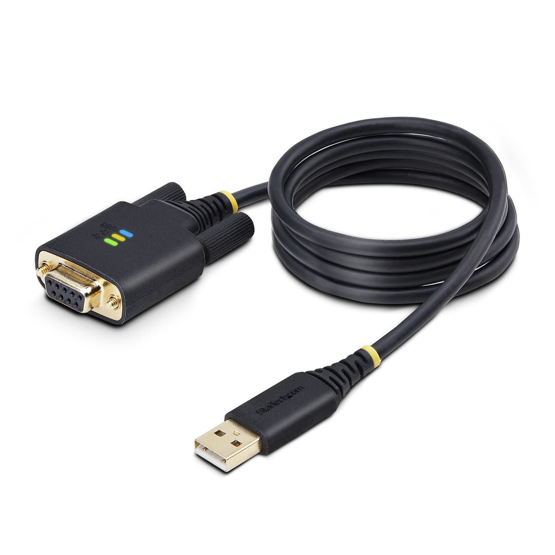 StarTech.com 3ft (1m) USB to Null Modem Serial Adapter Cable, Interchangeable DB9 Screws/Nuts, COM Retention, USB-A to RS232, FTDI, Level-4 ESD Protection, Windows/macOS/ChromeOS/Linux - Rugged TPE Construction - Image 1