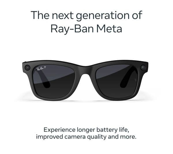 Ray-Ban Meta Wayfarer (Gen 2) Smart Glasses - Matte Black, Polarised Gradient Graphite Lenses - Standard - Image 2